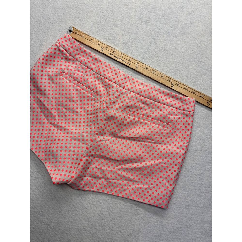 J.Crew Polka Dot Scalloped Hem Shorts Preppy Retro Textured Size 10 Pink Orange - Picture 4 of 9